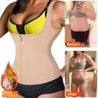 Женский корсет для талии на молнии, корректирующий фигуру, неопреновый корсет, майка для сауны, топ с ремнями, Корректирующее белье для живота