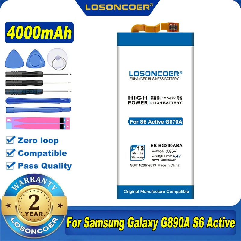 100% Оригинальный LOSONCOER 4000 мА/ч EB BG890ABA для Samsung Galaxy S6 активный G890A G870A LTE A SM G890