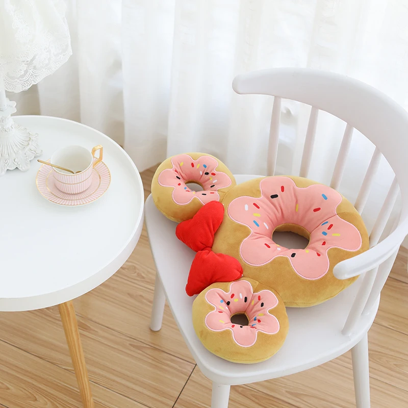 

Disney Kawaii Cartoon Mickey Mouse Office Room Backrest Cushion Doughnut Anime Minnie Pillow Doll Girl Christmas Gift Plush Toys