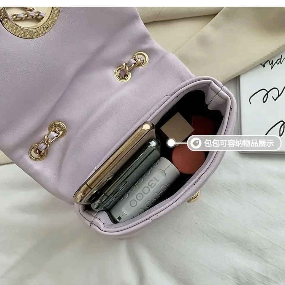 

Female Messenger Bag Small Crossbody Bags for Women Pu Leather Chain Plaid Fashion Hasp Small Flap