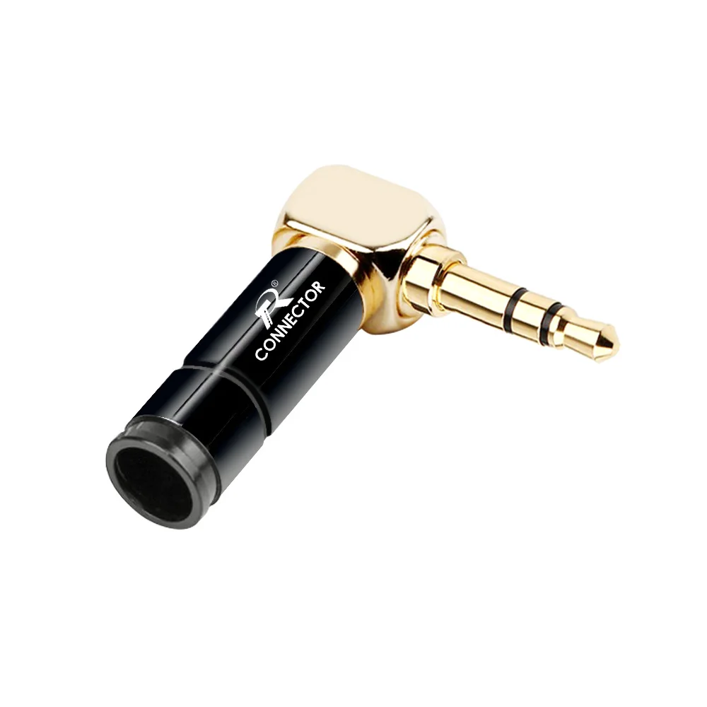 Jack 3.5mm Right Angle Earphone plug 3Pole Gold-plated Wire Connector Fit for 6mm Cable DIY Play 100pcs | Обустройство дома