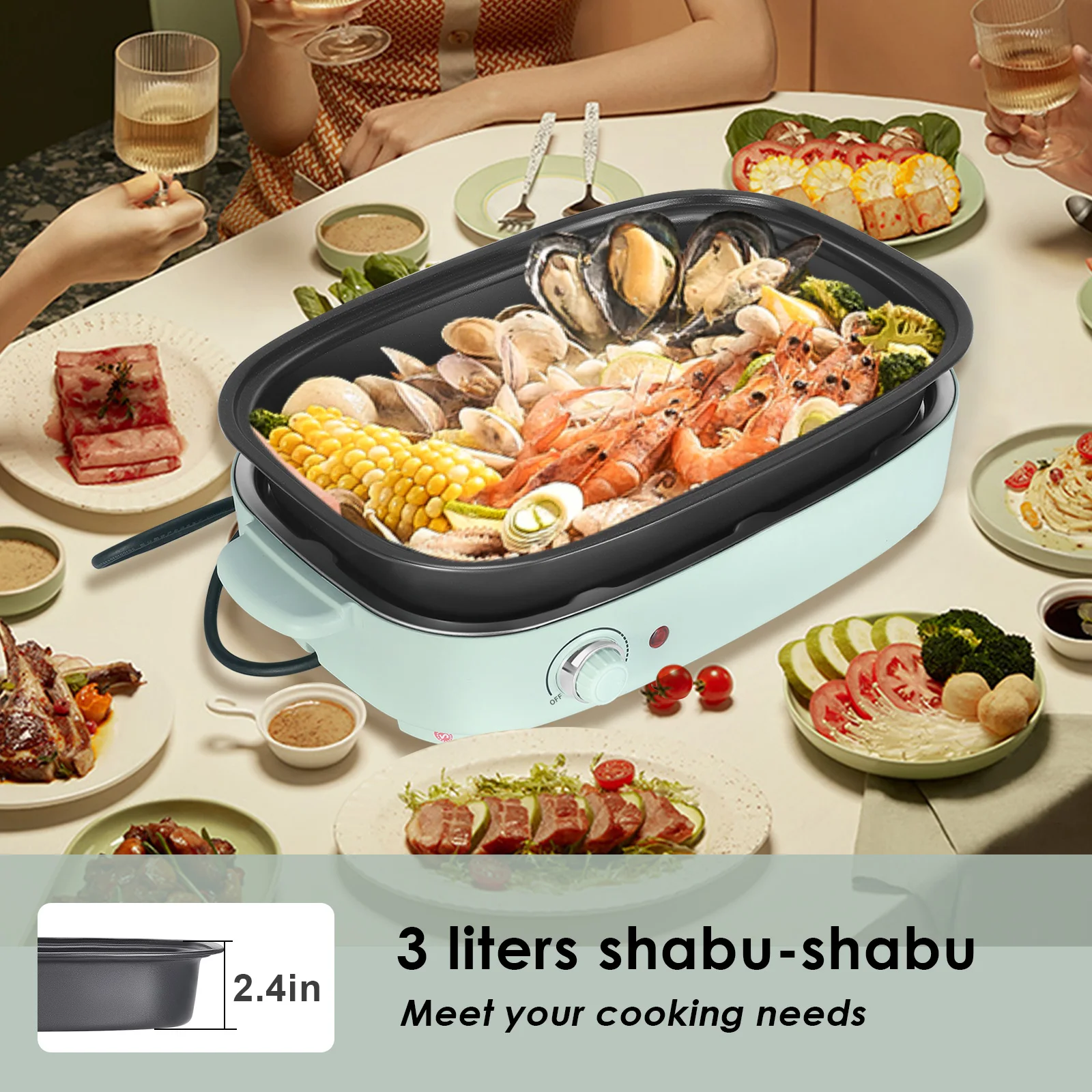 Скидка Электрический гриль и горячий горшок 3 в 1, домашний антипригарный электрический горячий горшок и гриль, электрический гриль для барбекю, до...