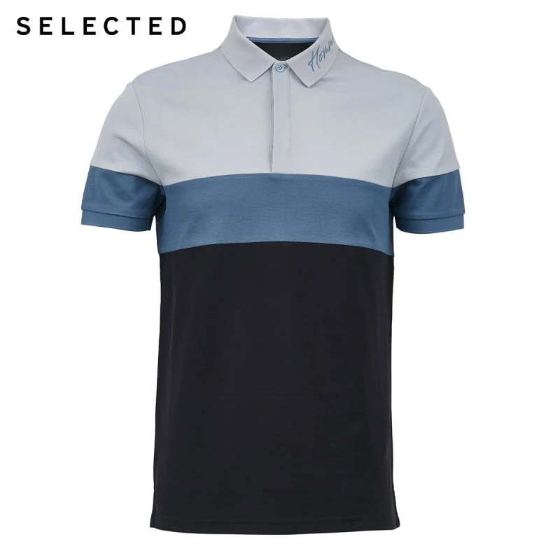 

SELECTED Striped Contrast Embroidery Polo Men's Lapel Short-sleeved Poloshirt S|420206530