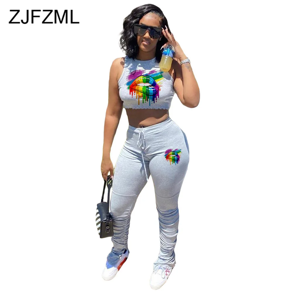 Комплект из двух предметов с принтом рта укороченный топ без рукавов круглым