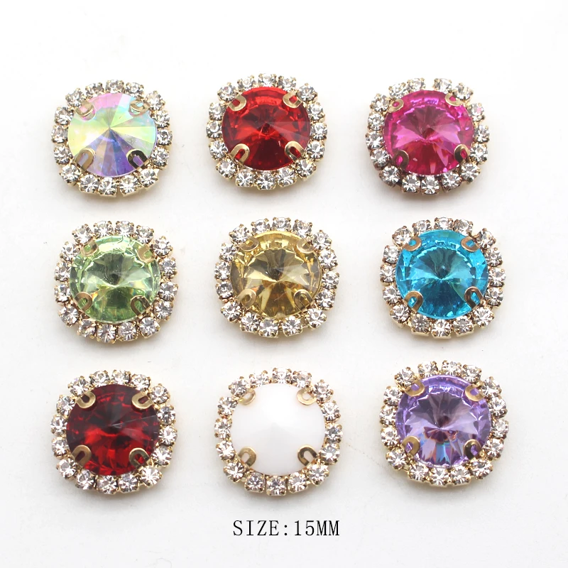 Новая мода 10 шт./Партия 15 мм акриловая металлическая круглая пуговица с четырьмя