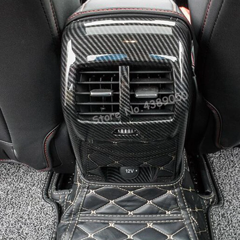 

For Ford Focus 2019 ABS Matte/Carbon fiber Interior Car Back Rear Air Condition outlet Vent frame Cover Trim Car Styling 1pcs