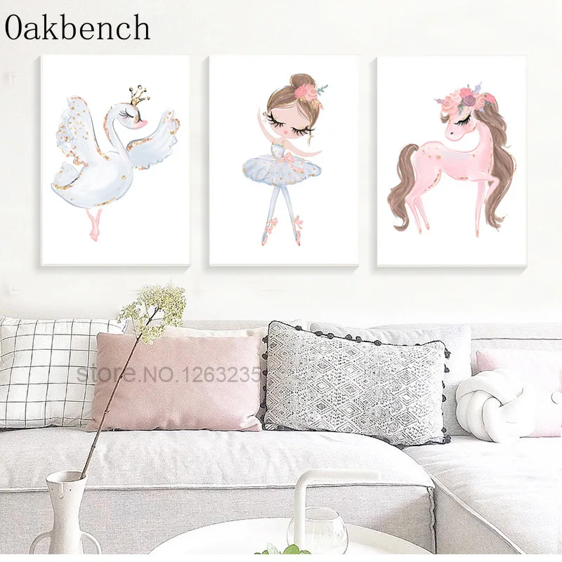 Картина на холсте с изображением балея и девочки Настенная картина для детской