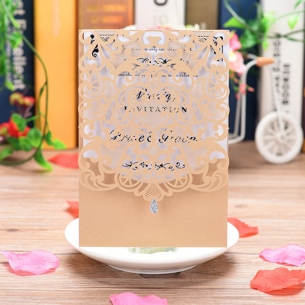 Блестящие свадебные приглашения в кружевном стиле для акции свадьбы дня