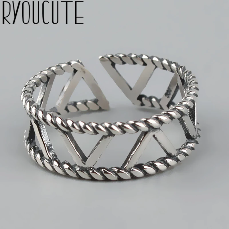 Оптовая продажа натуральный серебряный цвет треугольные кольца для женщин