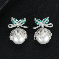 larrauri luxury cubic zircon stud earrings for women charms elegant women pearl earrings fashion jewelry party wear gifts