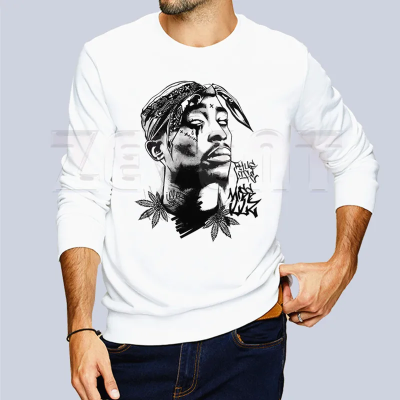 Мужские толстовки в стиле хип-хоп Tupac 2pac повседневные с капюшоном на весну и осень