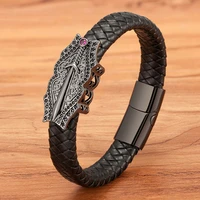 neo gothic sword big accessory combination stainless steel leather mens bracelet custom size multi color choice fashion gift