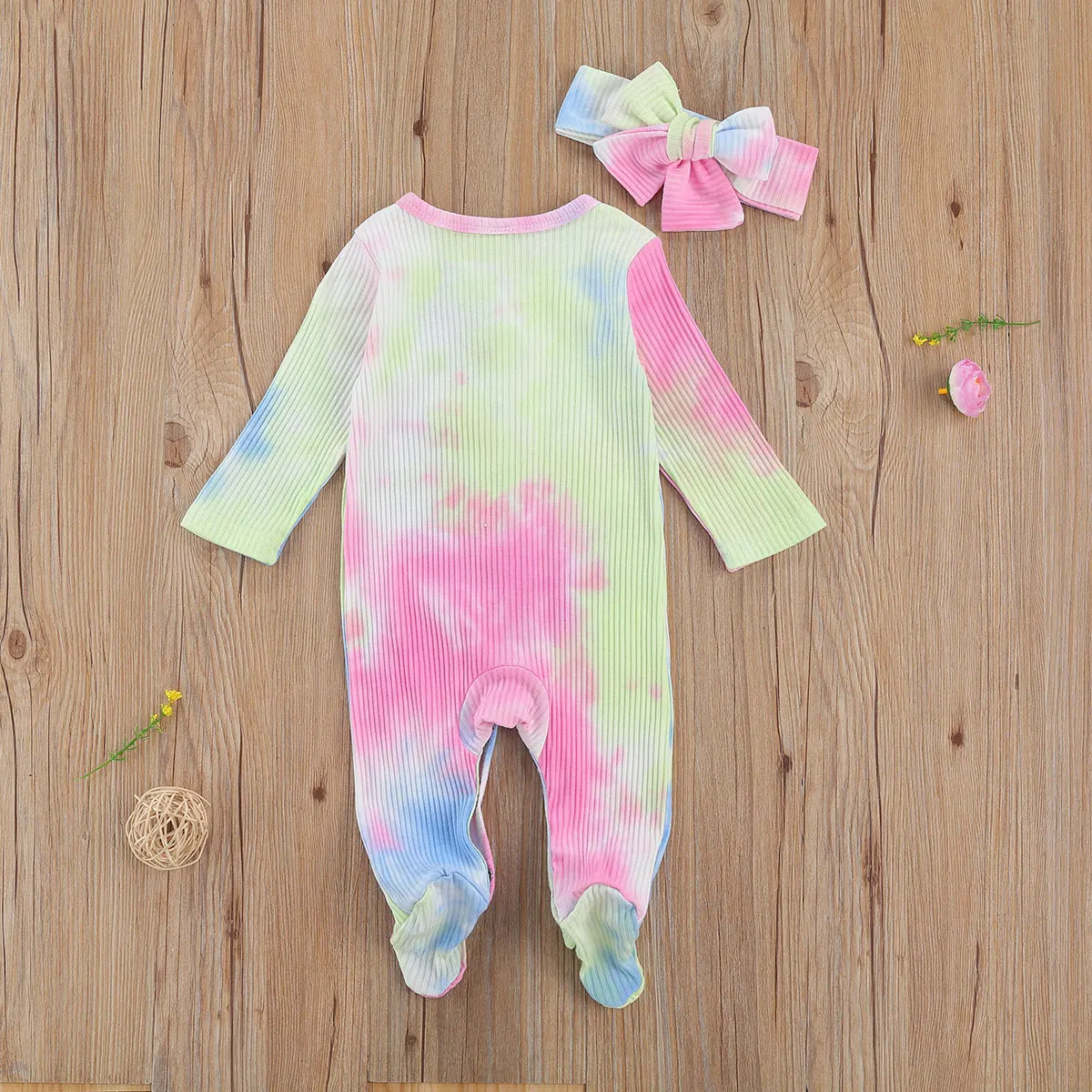 FOCUSNORM/комбинезон для новорожденных девочек с галстуком-краской Однобортный