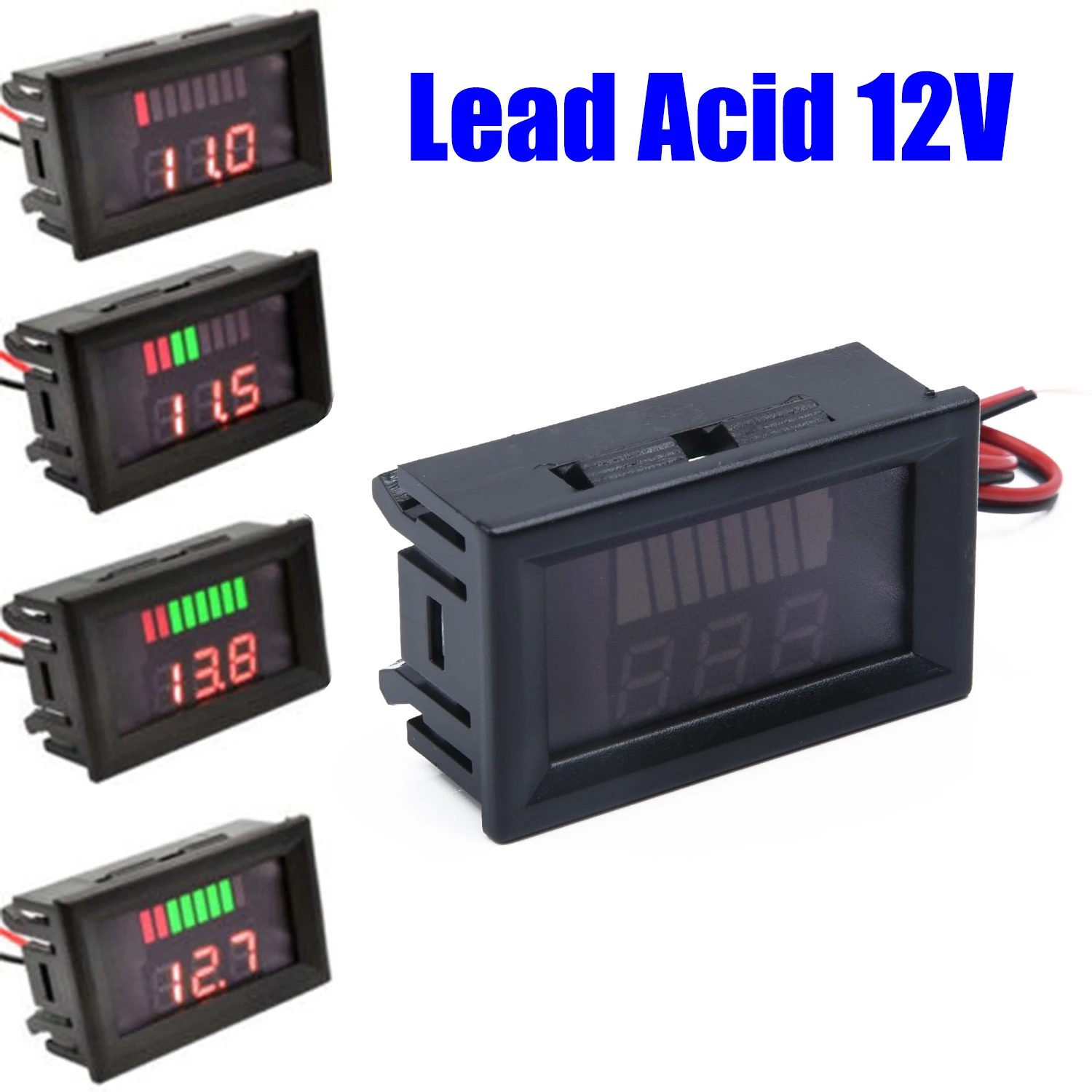 

6-100VDigital LED Display Motorcycle Voltage Meter Acid Electromobile VoltGauge