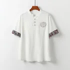 Футболка мужская льняная с коротким рукавом, Повседневная стильная рубашка, винтажный домашний костюм Тан, большие размеры 8XL 9XL, 70, на лето