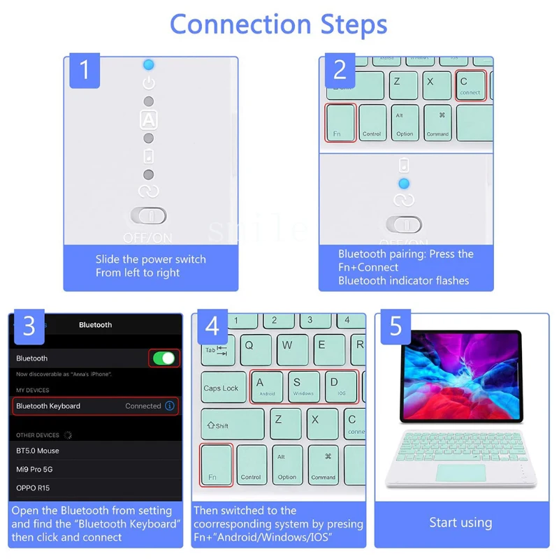 

Wireless Bluetooth Keyboard with Touchpad USB Rechargeable Built-in Multi-Touch Keyboard for PC Laptop