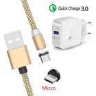 Магнитный зарядный кабель Micro USB alcatel 1s QC 3,0, быстрое зарядное устройство для Samsung A3 A5 2016 J3 J7 A6 A7 2018 Huawei Y5 Y7 P Smart 2019