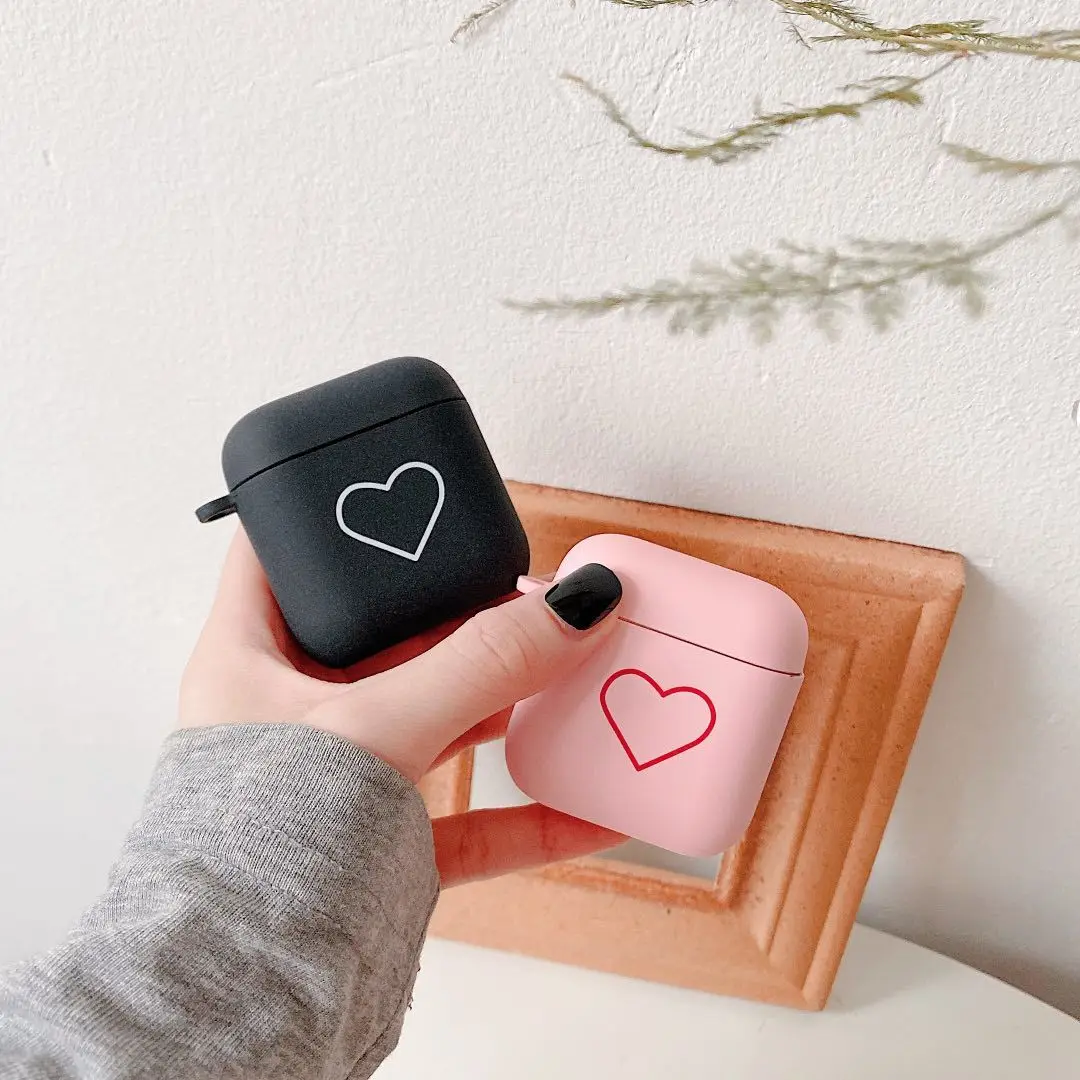 

For QCY T8 Earphone Case Fashion Love Heart Matte Earphones Cover For QCY T8 Hard PC Headset Protect Shell with Anti-lost Hook