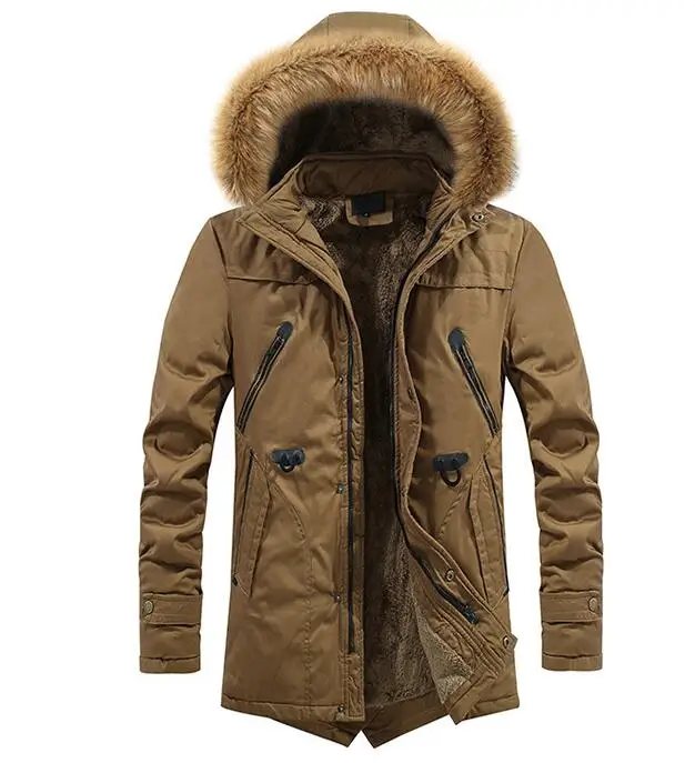 Men Warm Coat Winter Jackets Men Thicken X-Long Cotton Padded Fleece Down Parka Coat Men Outwear