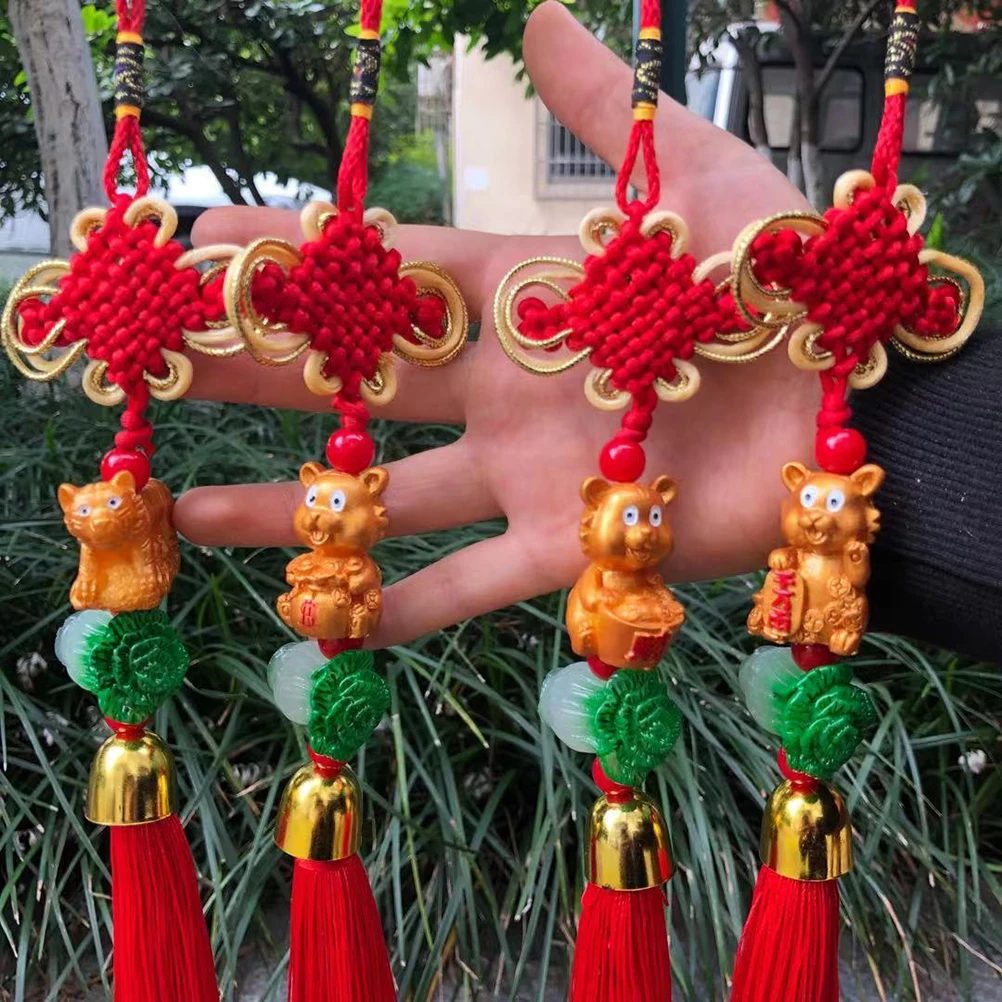 

New 2022 Year of Tiger Chinese Commemorative Gift Home Car Knot Tassel Pendant Decoration Accessories