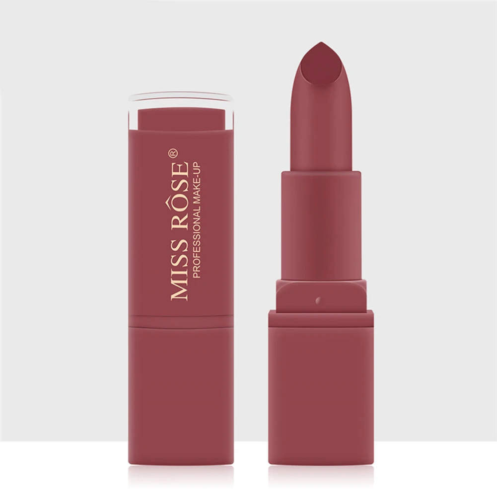 MISS ROSE 12 Colors Lips Makeup Lipstick Lip Gloss Matte Mist Velvet Non Sticky Long Lasting Moisturizing Cream |