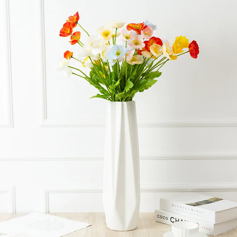 2 листа искусственных цветы мака шелковой ткани Флокирование филиал 4 для дома и