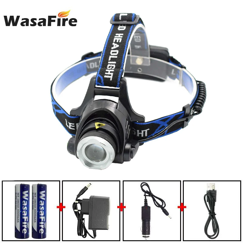 

Wasafire Headlamp 1x XML T6 2000 Lumens Frontal Flashlight Rechargeable LED 2*18650 Battery Outdoor Waterproof Sport Headlight