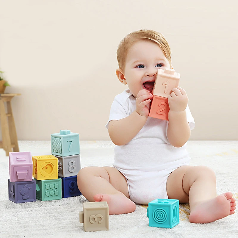 

12pcs/Set Baby Hand Grasp Ball Toddler Tactile Perception Toys Soft Plastic PVC Building Blocks for Baby Grasping Training Toy