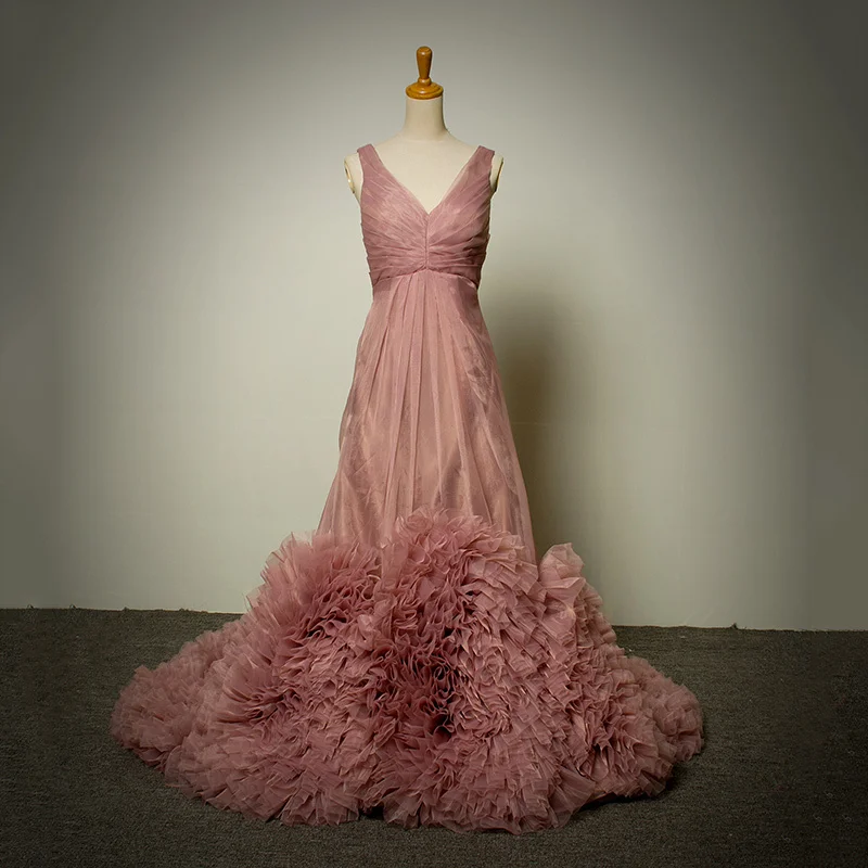 Платье на заказ плюс размер органза с кристаллами поясом морское V образный вырез