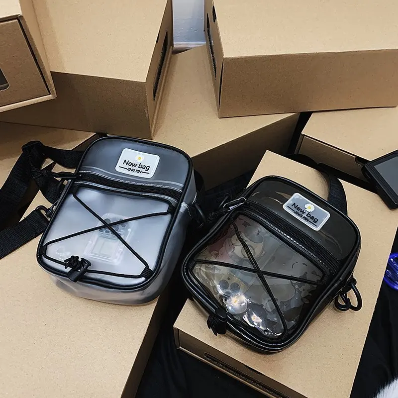 

Shoulder Bag Trend Unisex Mini Phone Pouch Transparent Travel Bag Men Streetwear Crossbody Bag Fashion Messenger Bags