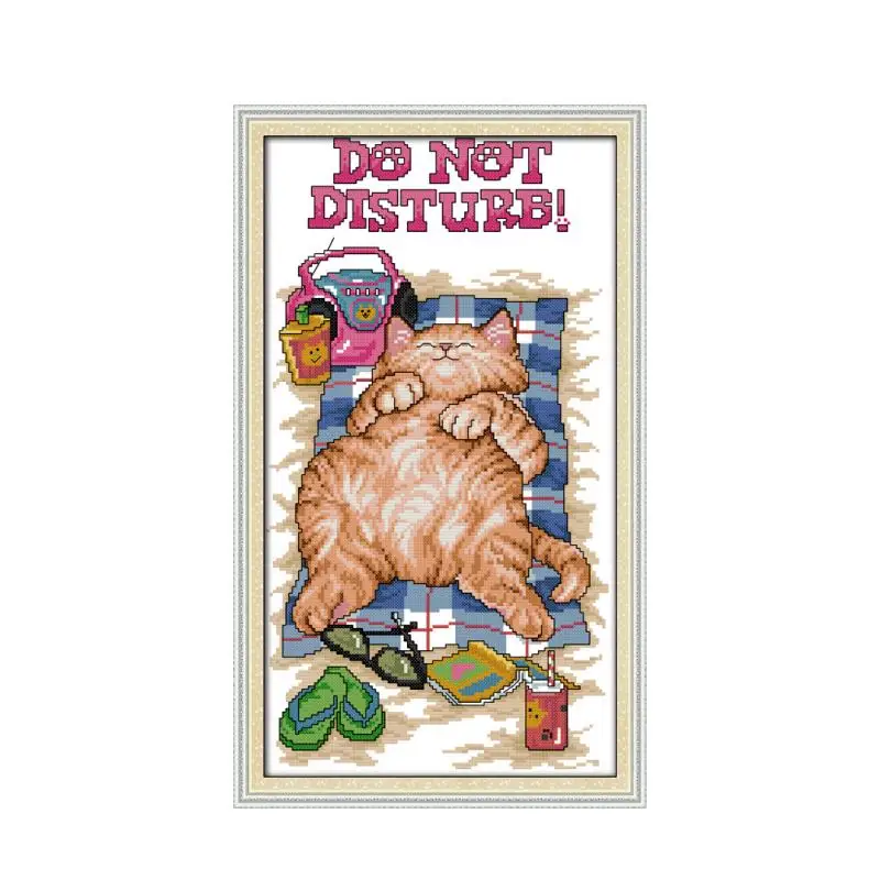 Набор для вышивки крестиком Не беспокоить картина из холста с рисунком ленивый