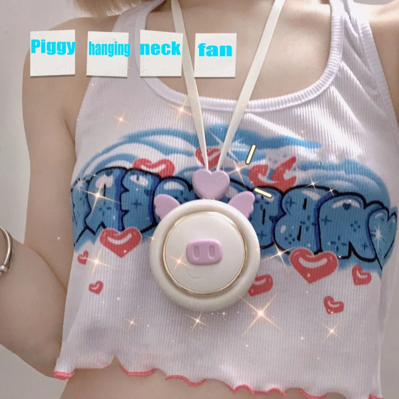 

Копилка с завязками на шее вентилятор зарядка через USB три-block (цветовой блок), ветер Скорость можно настроить по своему желанию Безликий диз...