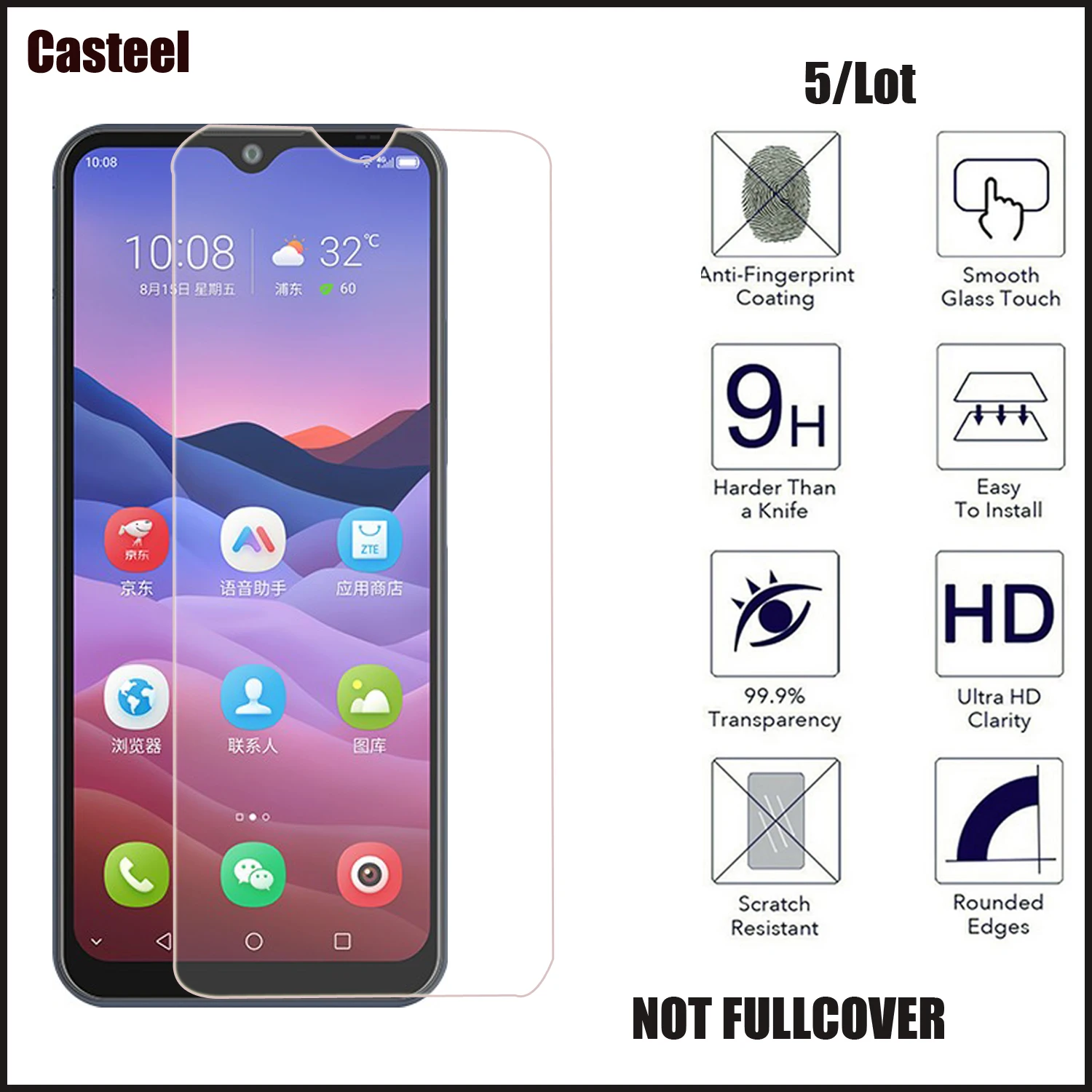 

5/lot 0.3mm 9H Premium 2.5D Curved Edge Tempered Glass For ZTE Blade V2020 smart Screen Protector Film