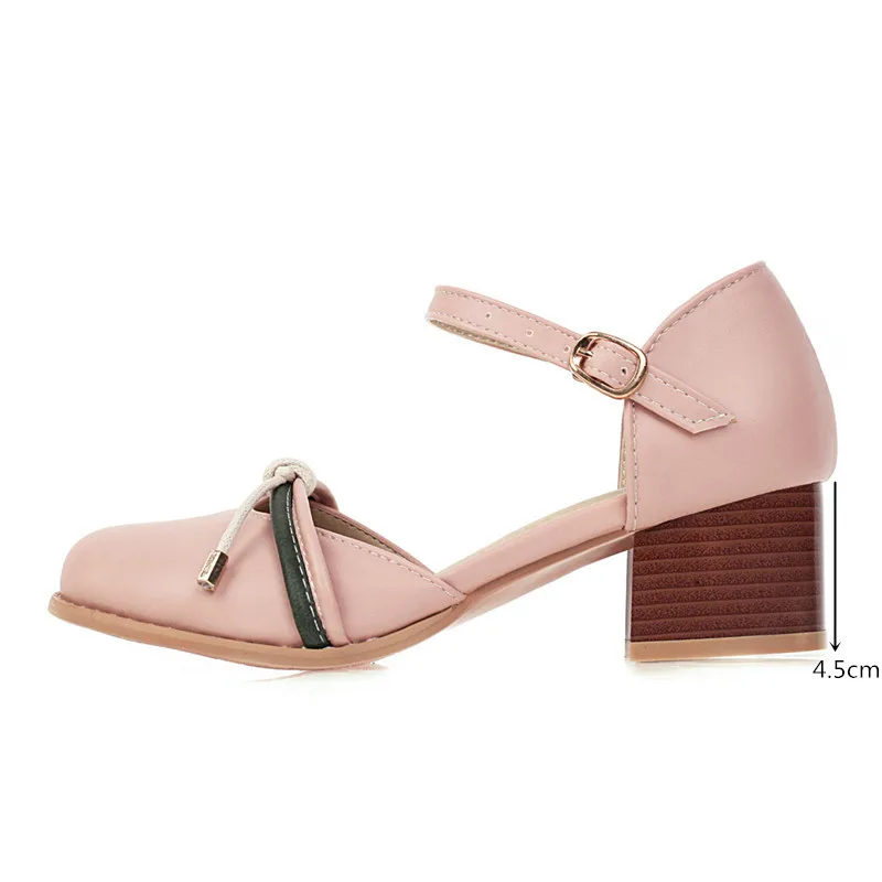 

Block High Heels Mary Jane Shoes Black Pink Beige Square Womens Shoes Heels Large Size Cute Lolita Women Pumps Summer