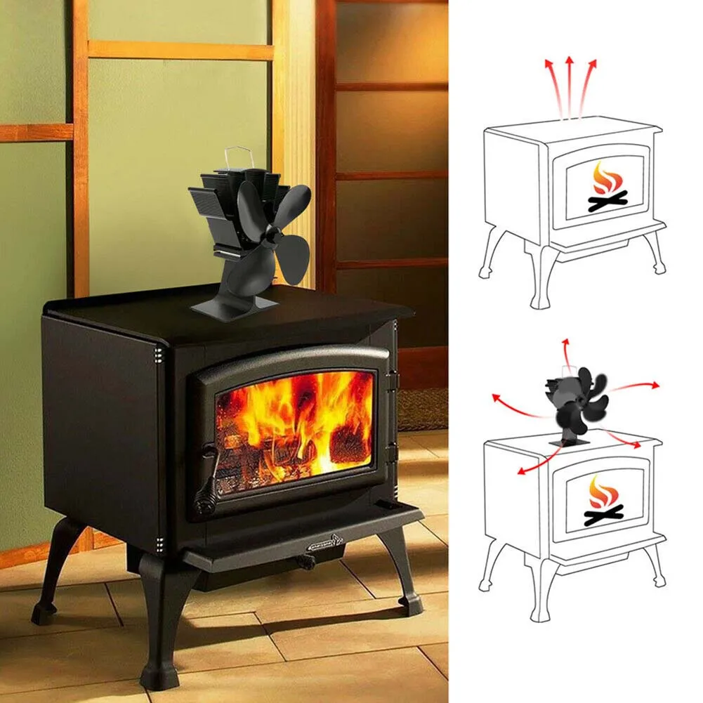 Мини вентилятор для камина 4 лопасти с питанием от тепла деревянная горелка