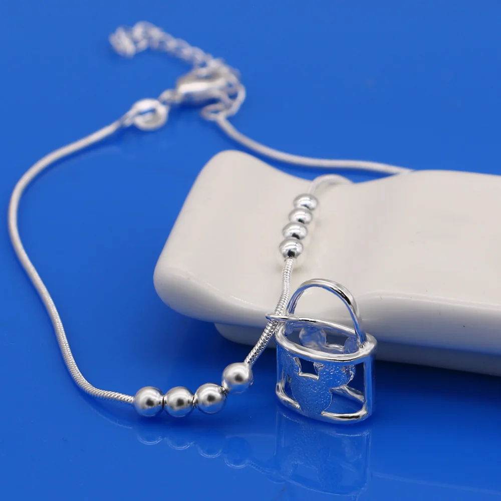 Браслеты на ногу женские из серебра 925 пробы анклеты с Микки Маусом модные