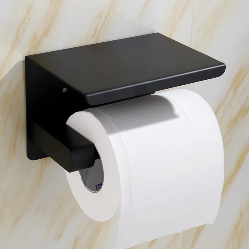 

2021NEW Bathroom stainless Steel Paper Holder Wall Mounted Toilet Roll Holder Bathroom Accessories Black /Silver /Brushed