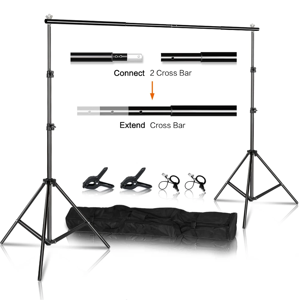 

Photography Telescopic Backdrop Background Stand Frame Support System For Photo Studio Muslin Picture Canvas With Carry Bag Clip