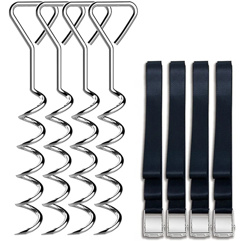 

Trampoline Stakes Heavy Duty Trampoline Anchors Corkscrew Shape Stakes Anchor Kit for Trampolines, Swings, Garden Sheds