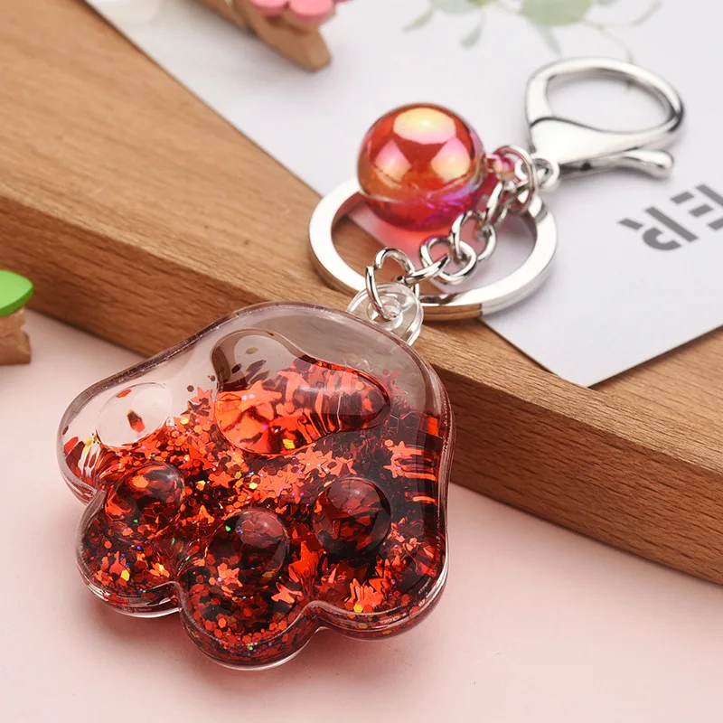 Мультфильм акриловые массаж кошка брелок с изображением лап жидкости