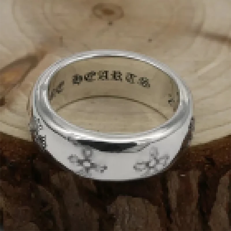 

Classic Real 925 Sterling Silver Curved Ring Male And Female Cross 1:1 Rock Hip-hop Personality Style Free Shipping Luxury Brand