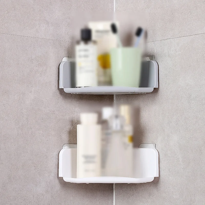 

2/1 PCS Suction Wall Bathroom Shelves Toilet Paper Shampoo Storage Rack Phone Holder Draintraceless Kitchen Spice Storage Rack