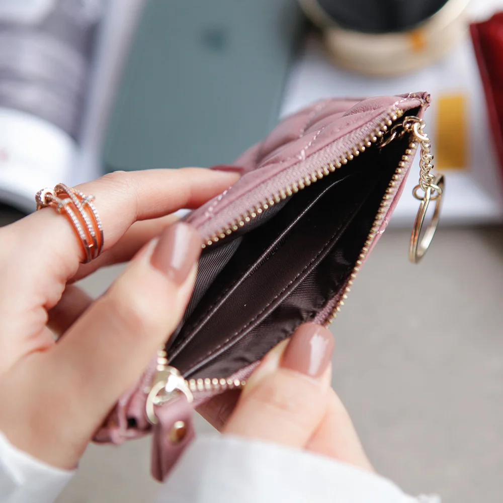 Женский маленький кошелек из натуральной коровьей кожи на молнии модный