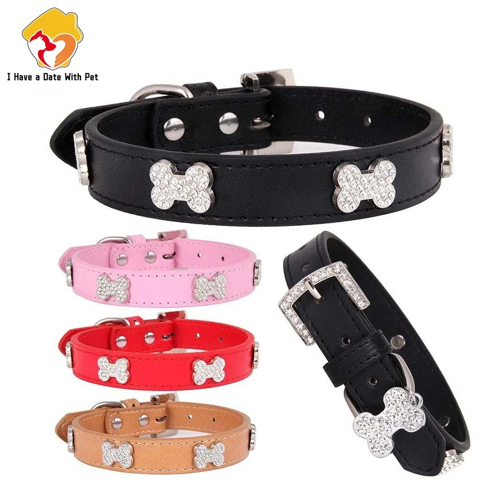 Ошейник для питомца собаки маленькой большой S M L Розовая искусственная кожа