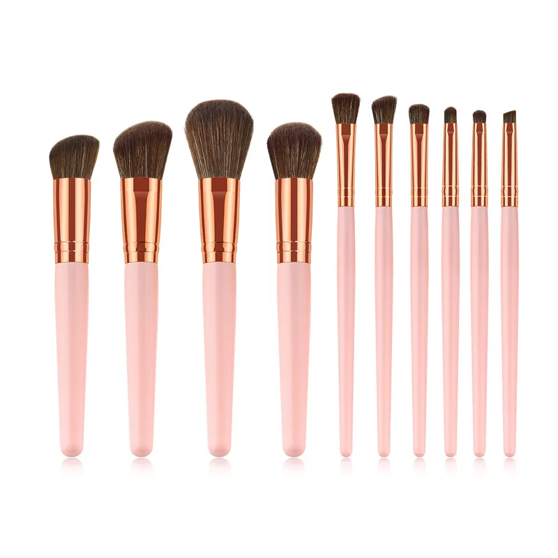 10Pcs Makeup Brushes Set Pink Handle For Women Foundation powder Lip EyeLiner eyeshadow Make up Brushes Beauty Tools Kit