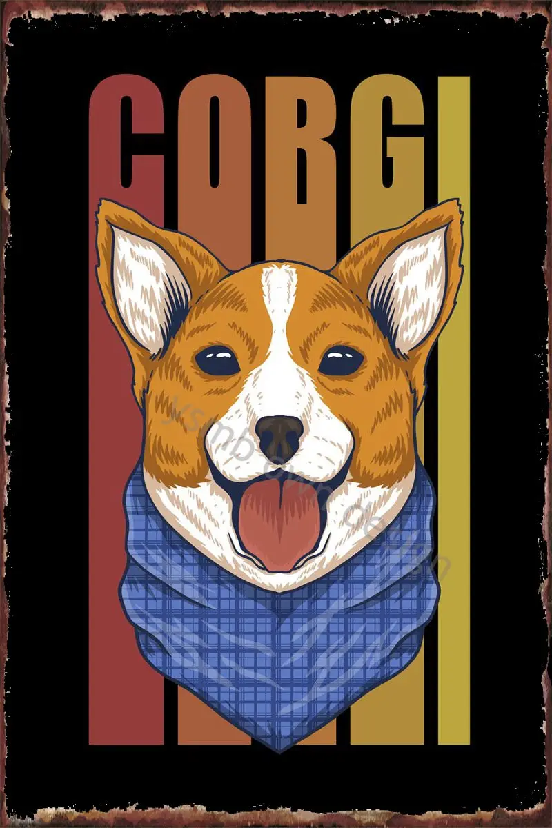 

Жестяной знак Corgi, жестяные пластины, украшение для комнаты, Ретро винтажный металлический знак для искусства, мужская пещера, кафе, паб, дом...