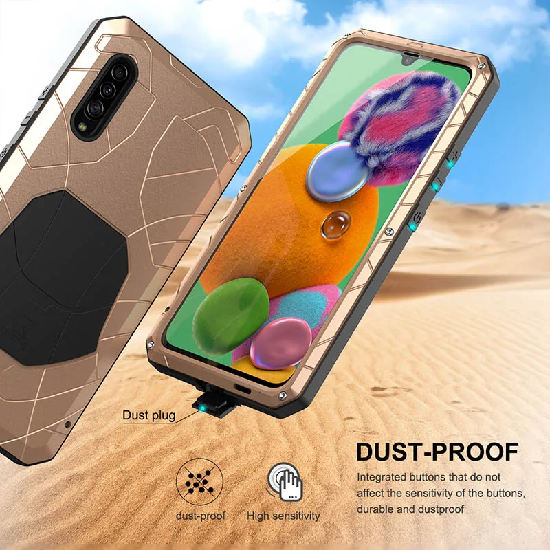 Для samsung Galaxy A90 5G Твердый корпус для телефона Алюминиевый металлический корпус Закаленное стекло Защитная крышка экрана сверхмощный защитный чехол