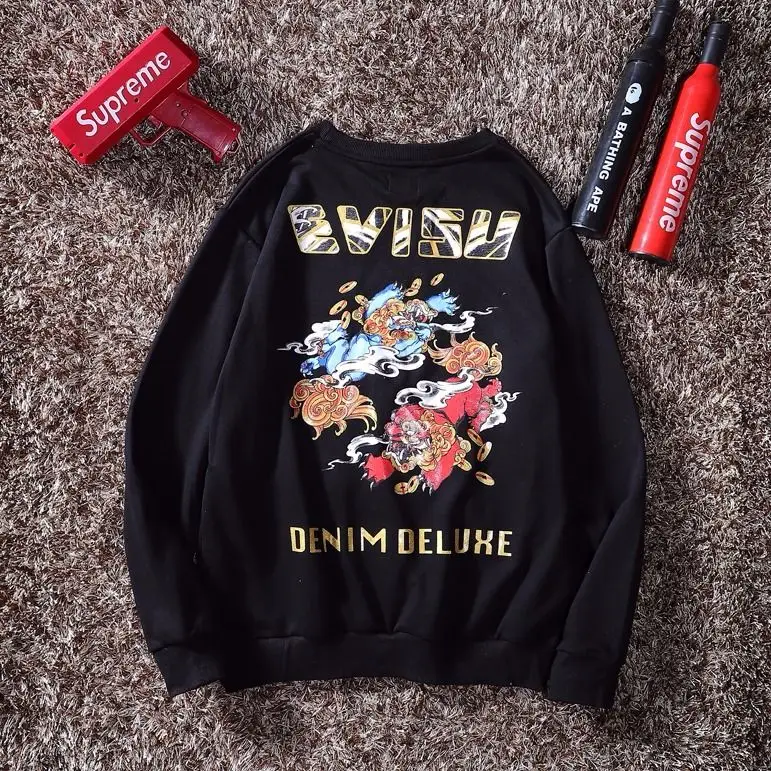 Evisu осенне-зимний мужской свитер с круглым вырезом, теплый дышащий Модный хлопковый свитер с принтом и длинными рукавами для мужчин и женщин, одежда для влюбленных - Цвет: 5005