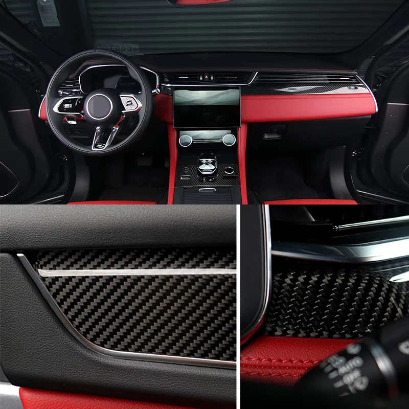 

Молдинги для салона автомобиля, консоль, панель приборной панели, полосы, крышка, 100% натуральное углеродное волокно, отделка для Jaguar F-Pace fpace 2022