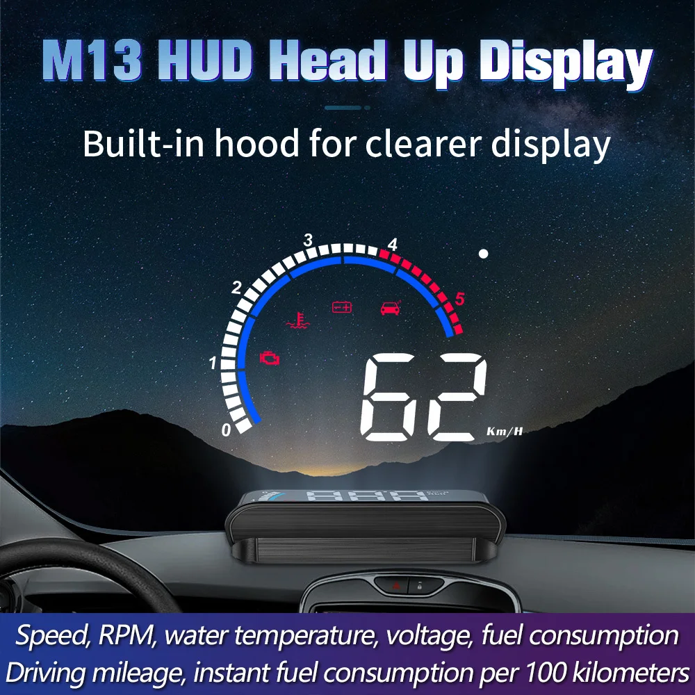 Автомобильный индикатор лобового стекла OHANEE M13 HUD OBD2